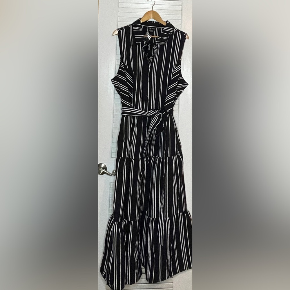 City Chic Black and White Striped Dress